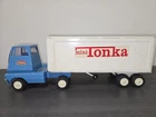 Vintage Mini Tonka Cab‑Over Semi Truck & Box Trailer – Pressed Steel 16" x 4"