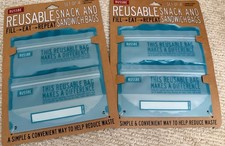 2 SETS! Russbe Lunch Systems, Reusable Snack and Sandwich Bags, Set of 8- Blue