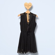 Jane Norman | UK 10 | Vintage Y2K | Black Polka Dot Chiffon Dress