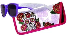 Spoontiques Sunglasses with Coordinating Soft Sunglass Case - Sugar Skulls,