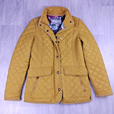 Women's Joules Newdale Quilted Caramel Yellow Coat Jacket Outdoor Country UK 10