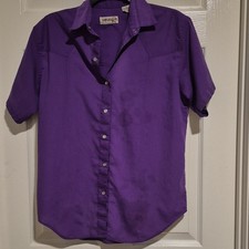 Sheplers Men's Western Purple Short Sleeve Button-Up Shirt Polyester Cotton Siz