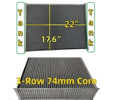 22" * 17.6"  * 2.9"  3 ROW Aluminum Radiator Core with wide main plate