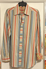 Robert Graham Striped Multi-Color Long Sleeve Dress Shirt Size Large
