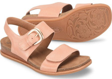 Sofft Women's "Peggie" Buckle Accented Wedged Sandal Canyon Coral Select Size 
