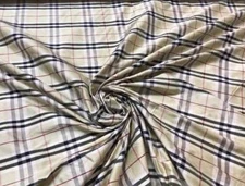 Beautiful pale green and black check, jacquard silk shantung fabric, Sold by the