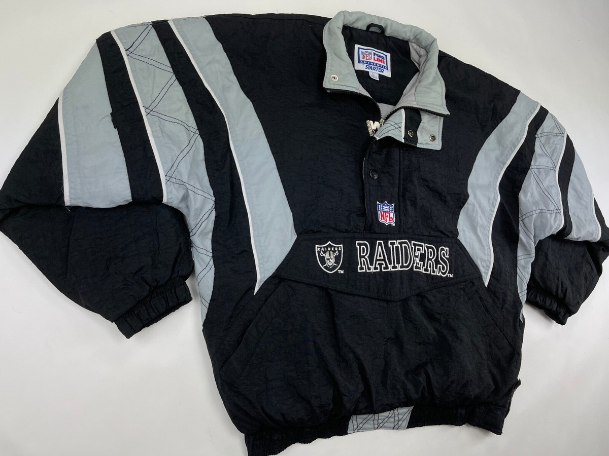RAIDERS NFL アノラックジャケット ビンテージ90's○STARTER NFL RAIDERSナイロンプルオーバー中綿
