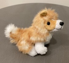 RARE Russ Berrie Long Hair Corgi Dog Plush Keychain Backpack Clip Orange White