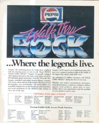 SFBK16 PICTURE/ADVERT 13X11 PEPSI WALK THRU ROCK TOUR DATES | eBay UK