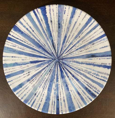 X4 MAX STUDIO NEW!!! BOHO MELAMINE 10.5” Dinner Plates Watercolor Blue Abstract - Picture 5 of 7