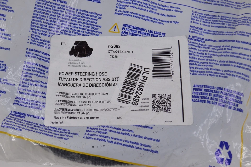Manguera de línea de dirección asistida para Volkswagen VW Passat Golf Jetta 1985-1996 NAPA 7-2062 Foto 2 de 4