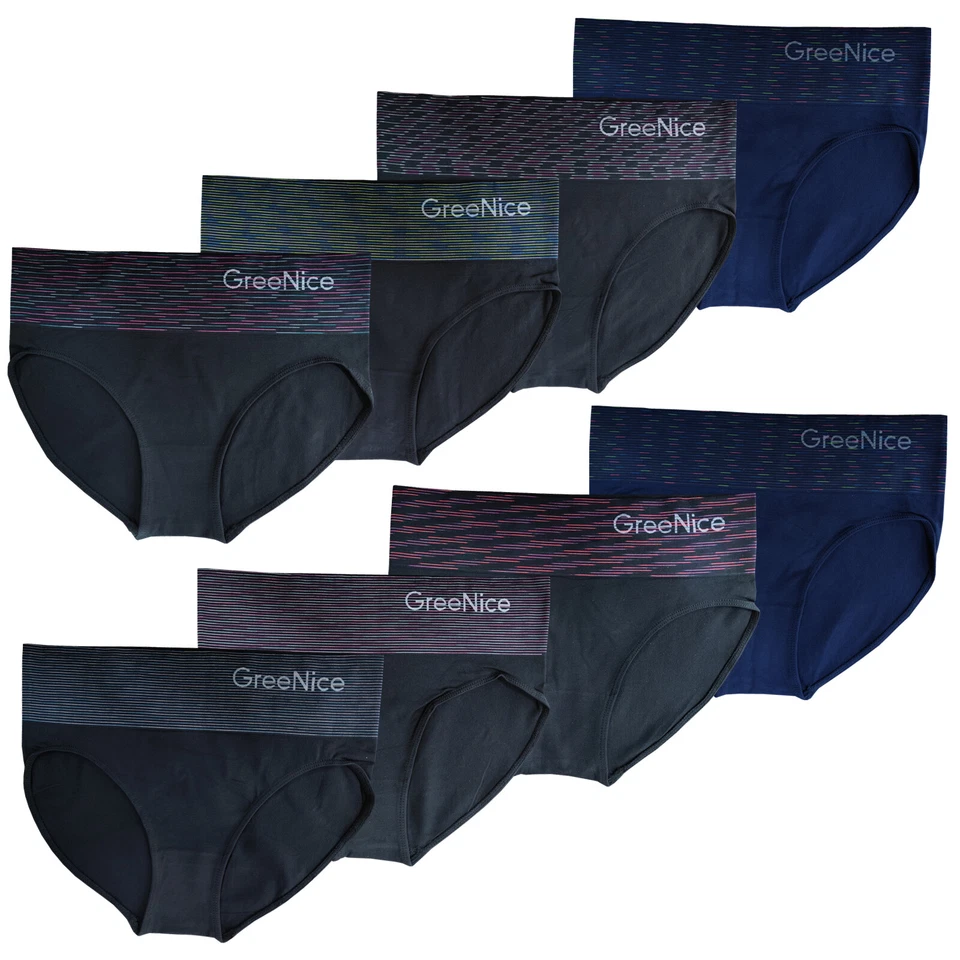 GREENICE 8er Pack Damen Slip Unterwäsche Unterhose Schlüpfer aus Microfaser Gr.M L XL XXL