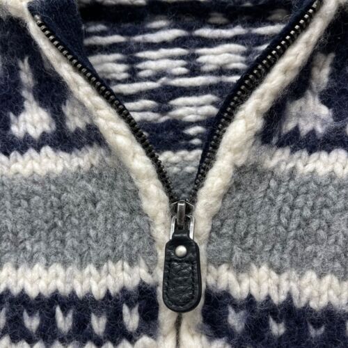 Gap Hand Knit Cowichan Sweater Mens M Fair Isle Wool Cardigan Hand Knit Ski - Picture 7 of 15
