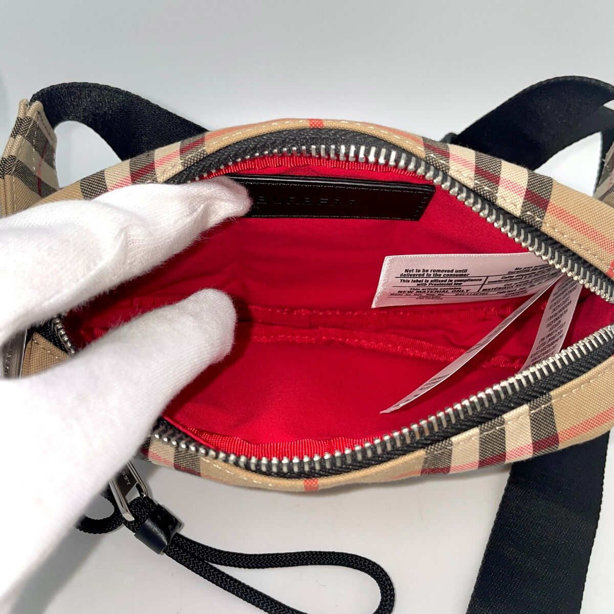 Auth BURBERRY Check Crossbody Waist Bag Beige Canvas Great Auth BURBERRY Check Crossbody Waist Bag Beige Canvas Great