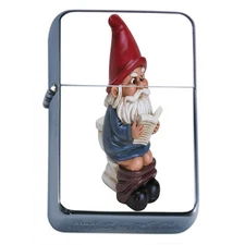 Gnomes D7 Flip Top Oil Lighter Wind Resistant Flame Folklore Garden Statue
