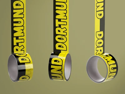 MARKENLOS Dortmund Klebeband/ Fußball Fanartikel/ PVC Klebeband - neu - 50 mm x 66 m