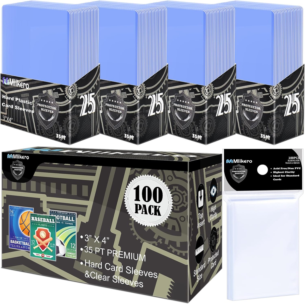 card sleeves hard plastic BCW 200-Pack Trading Card Toploaders & 200 Penny Sleeves