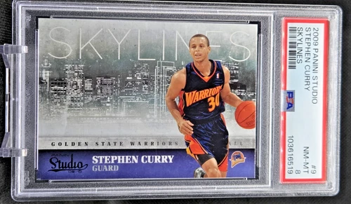 2009-10 Panini Studio Skylines Stephen Curry #9 (RC) PSA NM-MT 8 (JBC2314)
