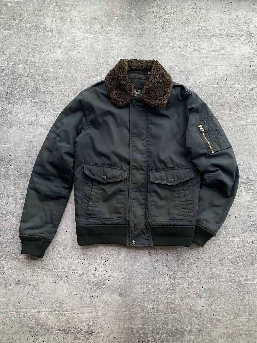 Vintage Schott G1 Flight Jacket Mens 48 Black Fur Lined Vintage Schott G1 Flight Jacket Mens 48 Black Fur Lined