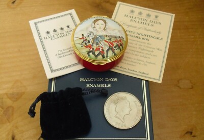 Boxed Ltd Ed Halcyon Days Charge of the Light Brigade Emaille Box + £5 Münze