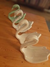 Vintage Ceramic SWAN Guest Hand Towel Holder set 1978 Signed By B. Zias Set of 4