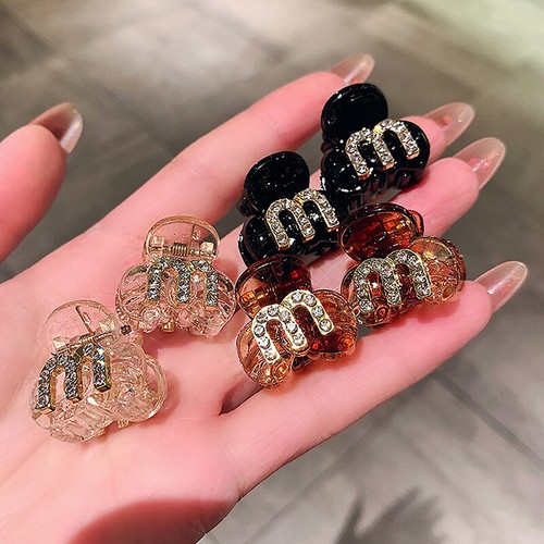 2PCS Korean Style Shiny Rhinestone Letter Bangs Clip Fashion Small Hair Claws