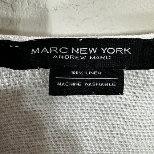 Marc New York Damen Top weiß 100% Leinen V-Ausschnitt Flatterärmel Bluse Gr. L - Bild 2 von 6