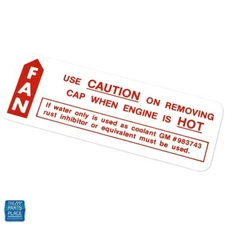 1964 GTO LeMans Caution Fan Engine Compartment Decal (DT0014) - EA