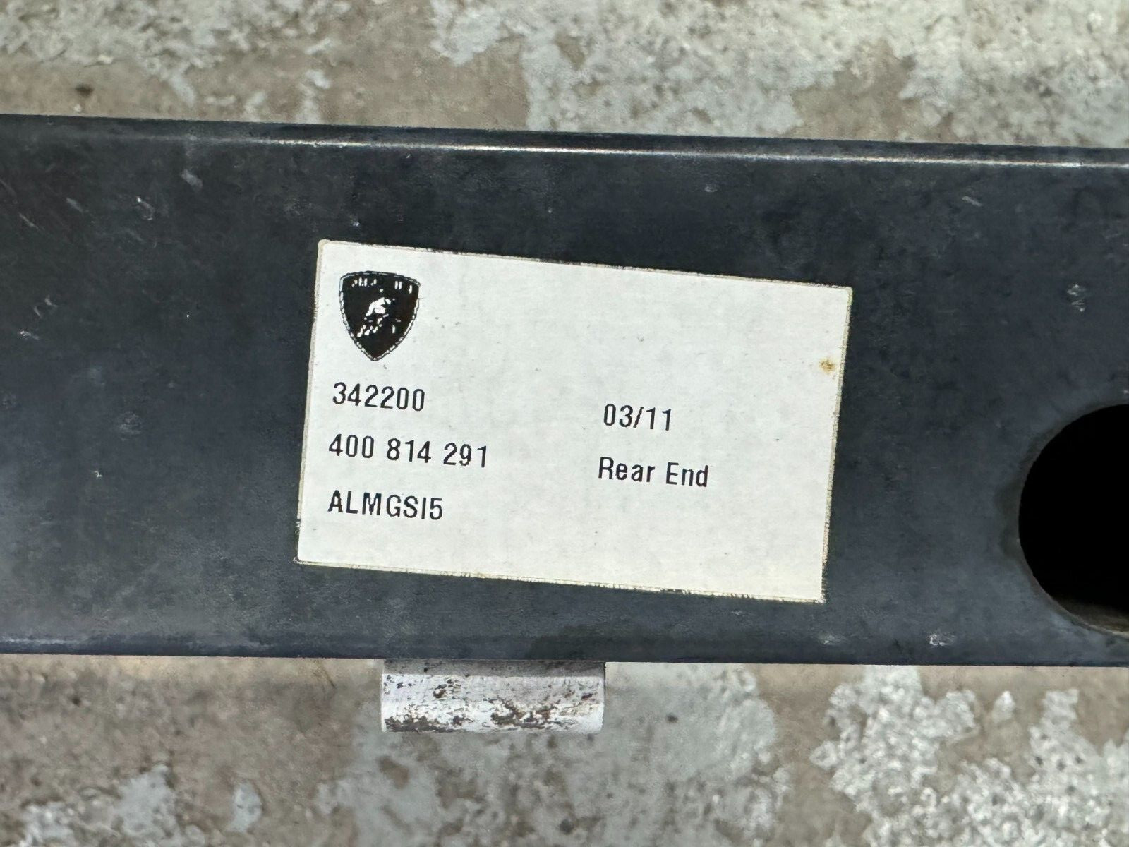 Lamborghini Gallardo 2004 - 2008 Rear Subframe Cross Brace Used OEM PN 400814291
