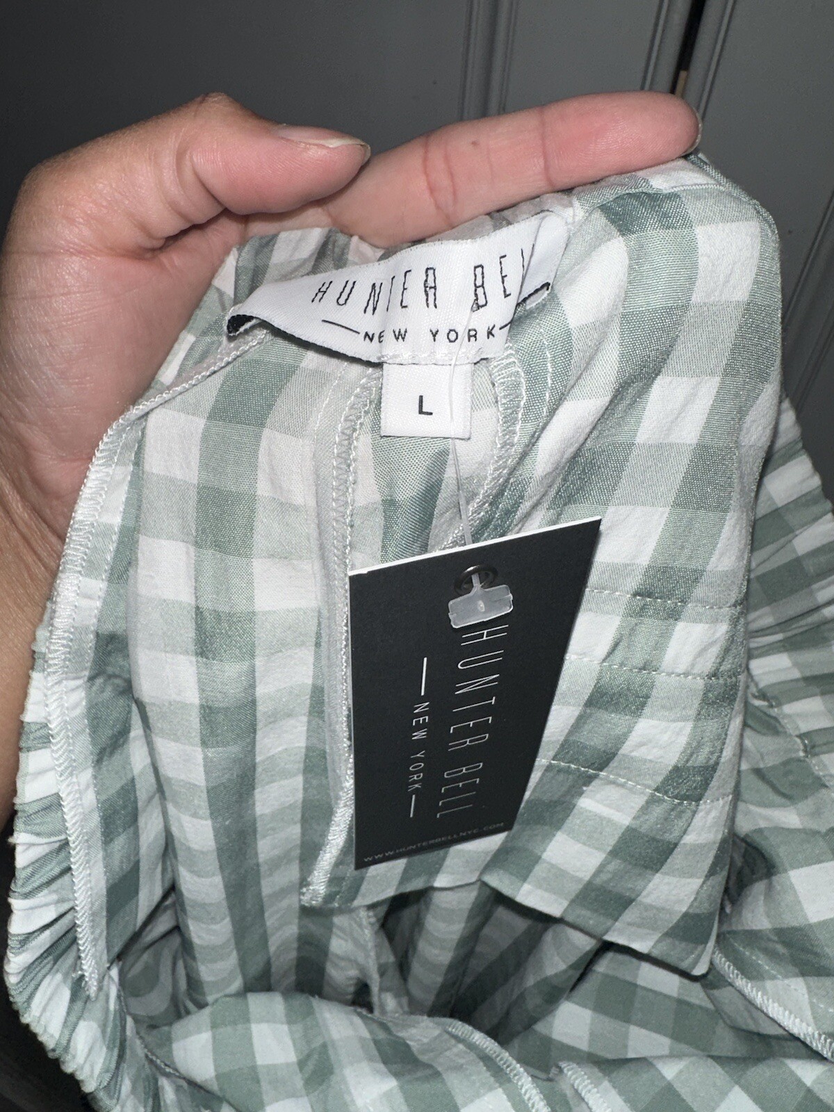 Hunter Bell NY Bridget Pants In Green Gingham Size Large 