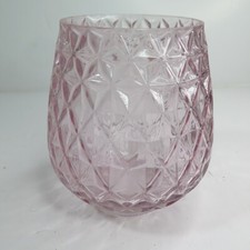 Vintage Pink Diamond Pattern Glass Candy Dish