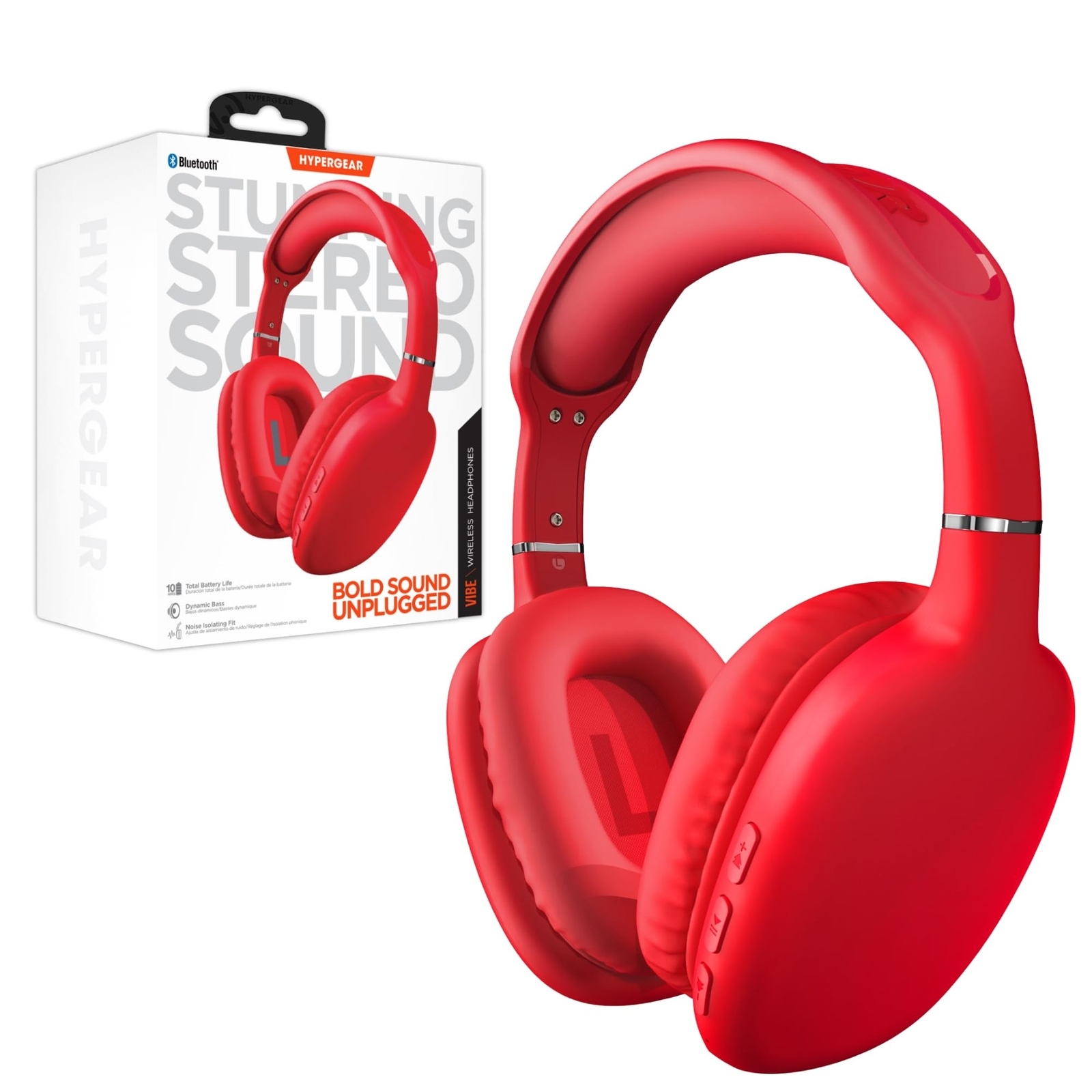 HyperGear Vibe Over-Ear Bluetooth Wireless Headphones with Built-in Mic