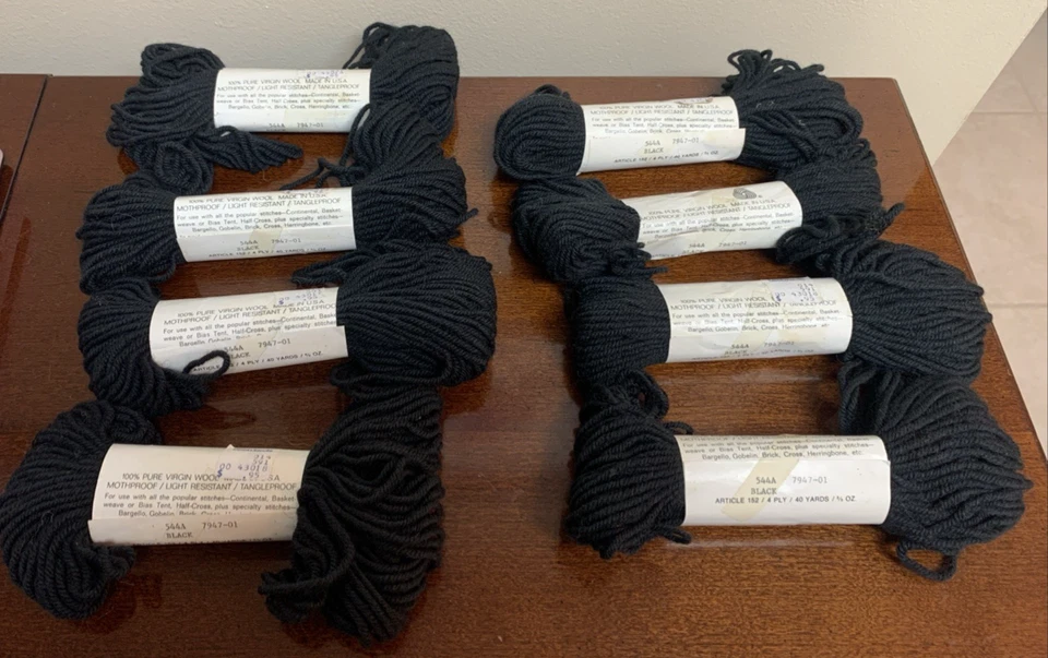 Same Dye Lot of 8 Risdon Dritz 100% Virgin Wool Needlepoint Yarn - 544A Black - Image 4 of 4