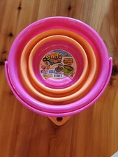 Ja-Ru Sand Box Toy Plastic Rubber MEGA-EXPAND-A-PAIL Pink/Orange