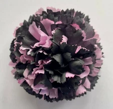 Handmade 3.5" Black & Pink Carnation Silk Flower BROOCH Lapel Pin