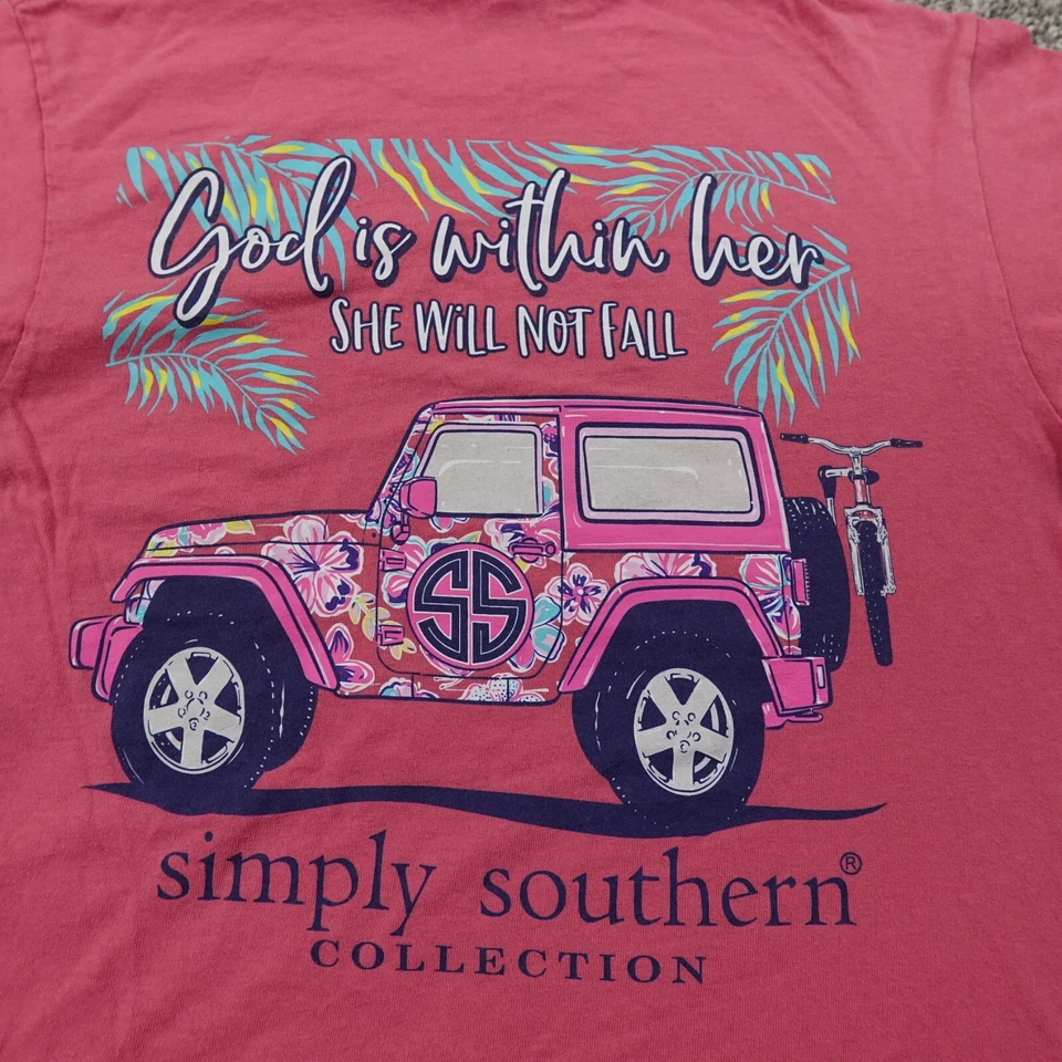 Simply Southern Shirt Womens S Pink Floral Jeep Beach Tropical Bible God Preppy - Изображение 2 из 4