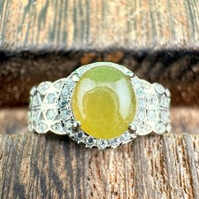 Adjustable Grade A Burma Jadeite Ring with S925 Sterling Silver