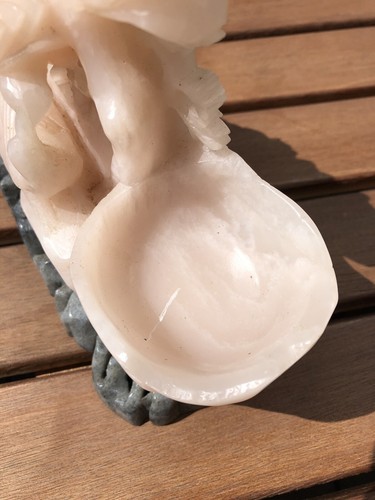 Pink Asian Soapstone Bird Flower Motif Rare Vintage Sculpture Brush Washer - Picture 4 of 10