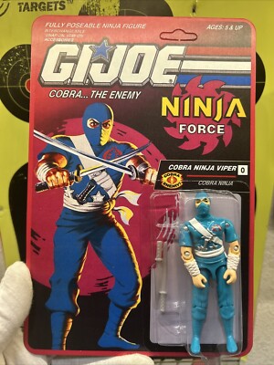GI Joe Cobra Black Major Ninja Viper Carded Ninja Force UnPunched Lot Light Grey