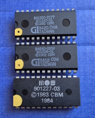 MOS 901225-01/901226-01/901227-03 Character/BASIC/Kernal ROM chips Commodore 64
