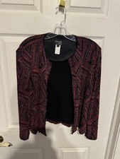 Xscape Joanna Chen Jacket Set Shimmer Abtract Design Women's Size Large