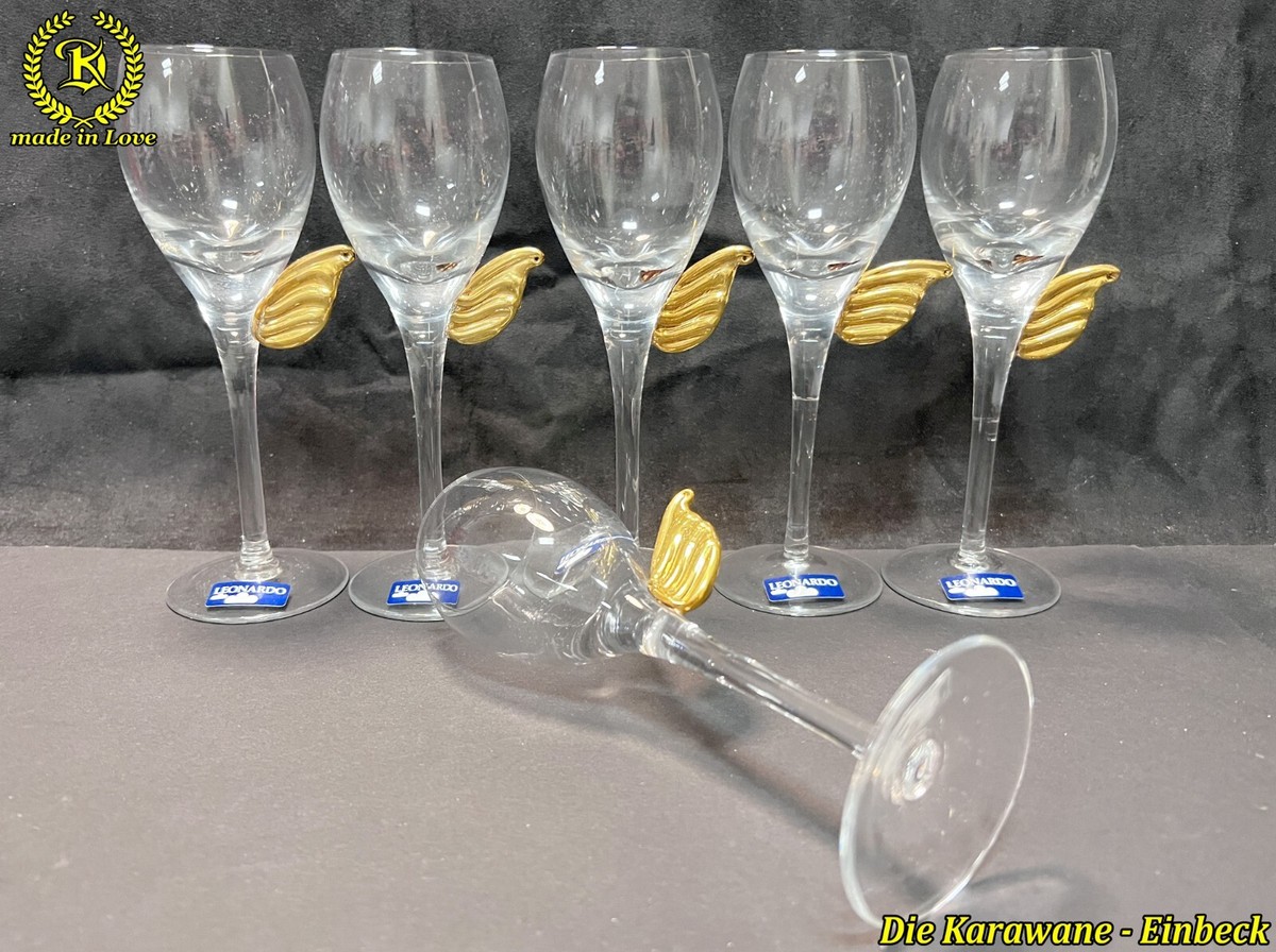 Leonardo Limited 6 x Likör Gläser mit goldenen Engelsflügeln H.ca. 18 cm Sparset