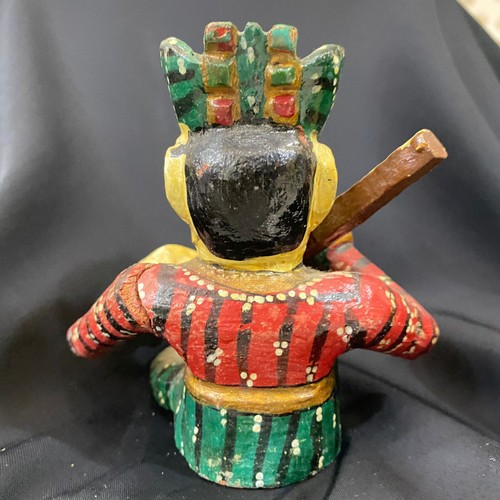 Handmade Rajasthani Musician Vintage Wooden Figurine Statue Showpiece Decor 4"  - Picture 4 of 7