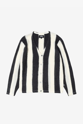 stussy STRIPE BRUSHED CARDIGAN XL