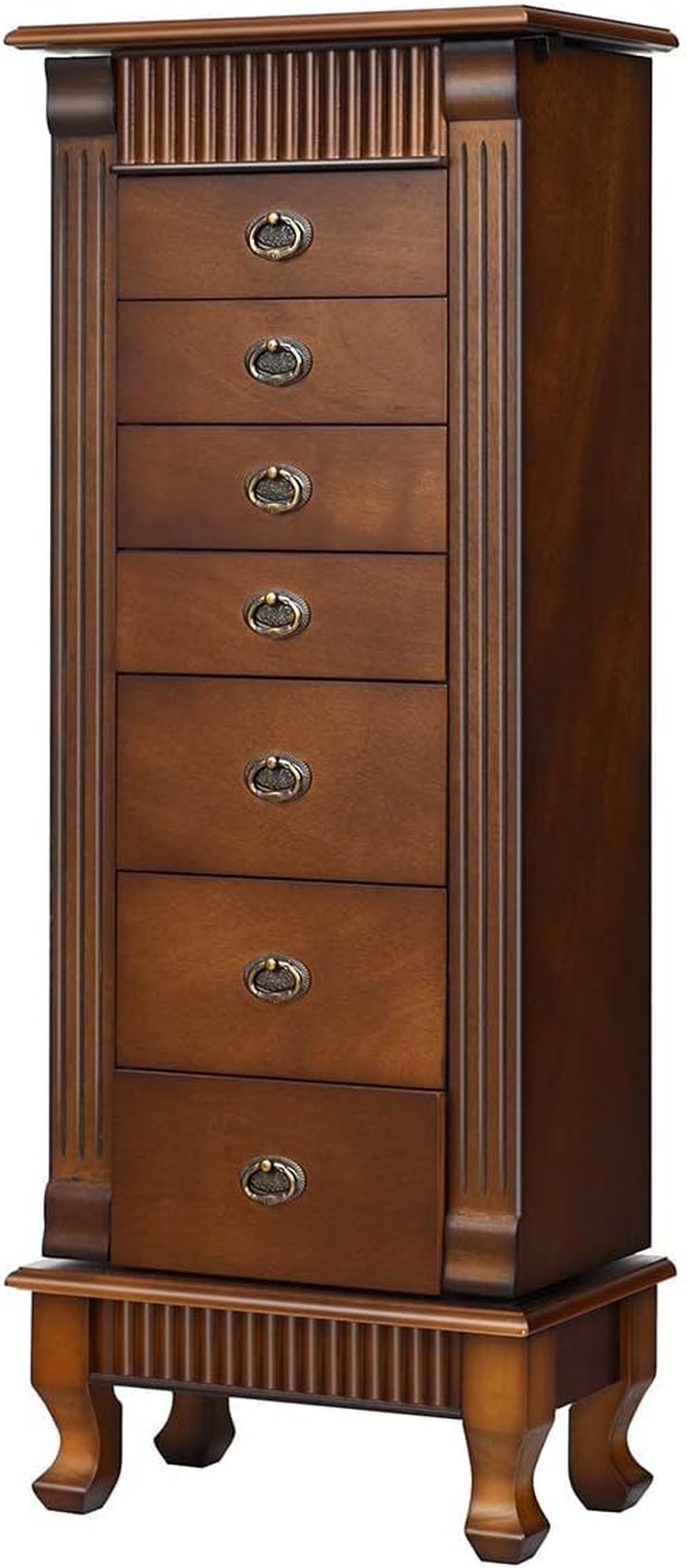 Wooden Jewelry Armoire Cabinet with 7 Drawers and 2 Side Doors for Storage