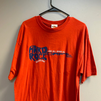 Vintage Orange Hard Rock Café Cleveland  Love All, Serve All  Graphic T-Shirt L