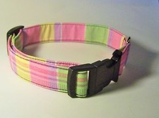 Wet Nose Designs Pastel Plaid Dog Collar Easter Spring Pink Green Yellow Purple