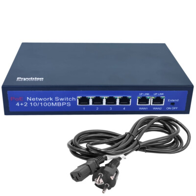 1 Gigabit 4-Kanal POE Switch HQ Pryvision POE 2x UP-Link für Überwachungskamera