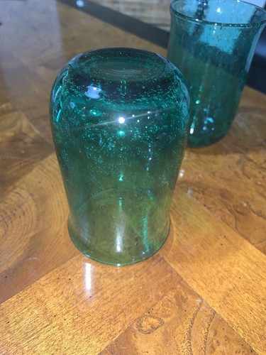 Set Of (2) Norway HADELAND Art Glass Green GREENLAND 6 Ounce Glass Tumblers - Picture 7 of 9