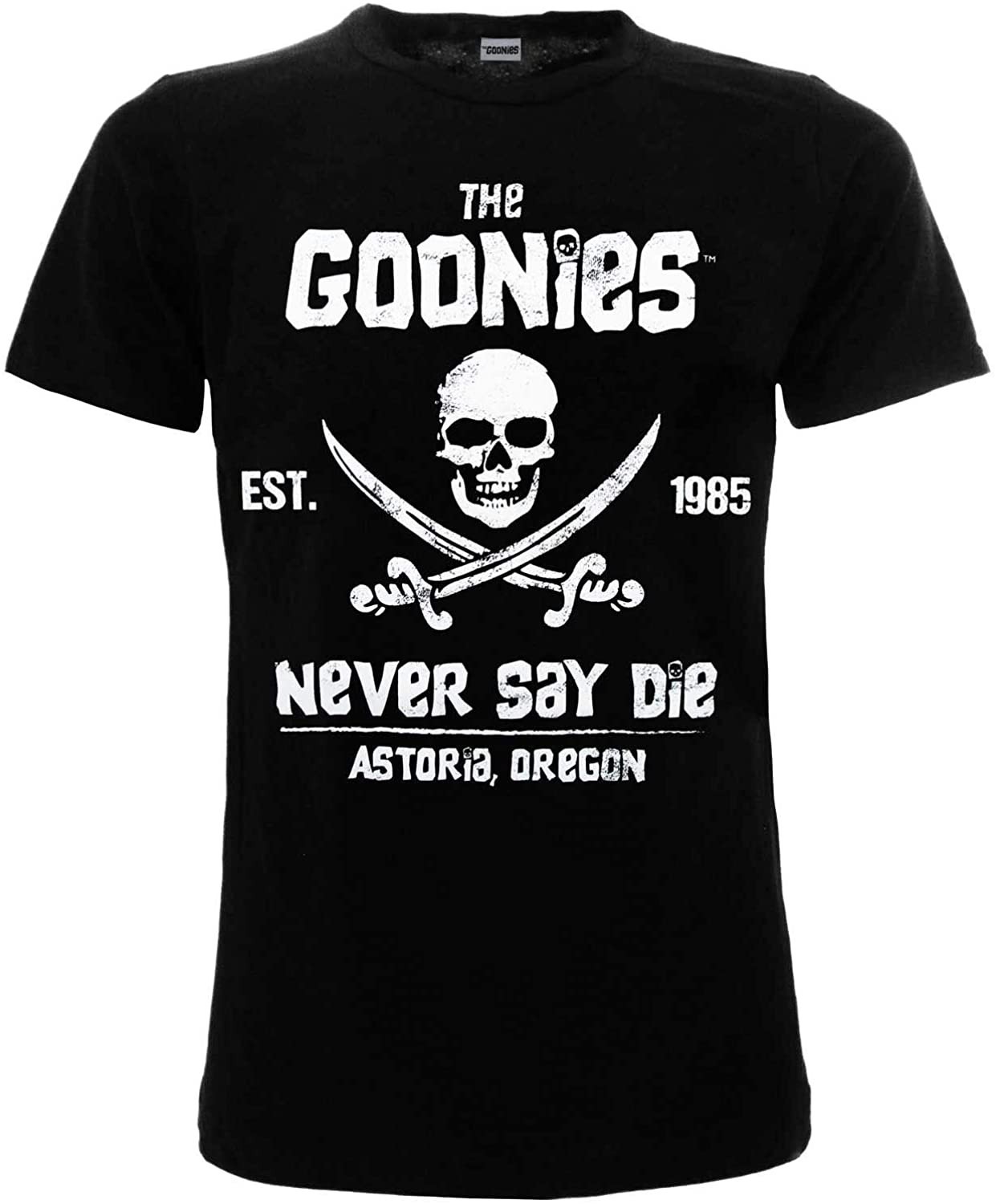 ALTRA THE GOONIES T Shirt Maglietta Nera Adulto NEVER SAY DIE Ufficiale ORIGINALE